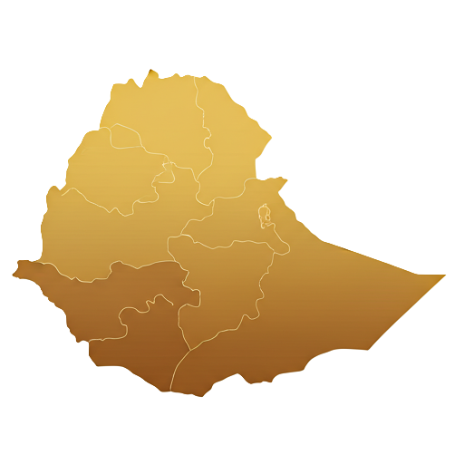 Vector map of Ethiopia with region breakdown
